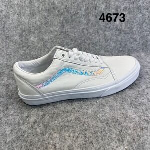 Vans Old Skool Platform Holo Sidestripe Womens 9.5 White Leather Sneakers New